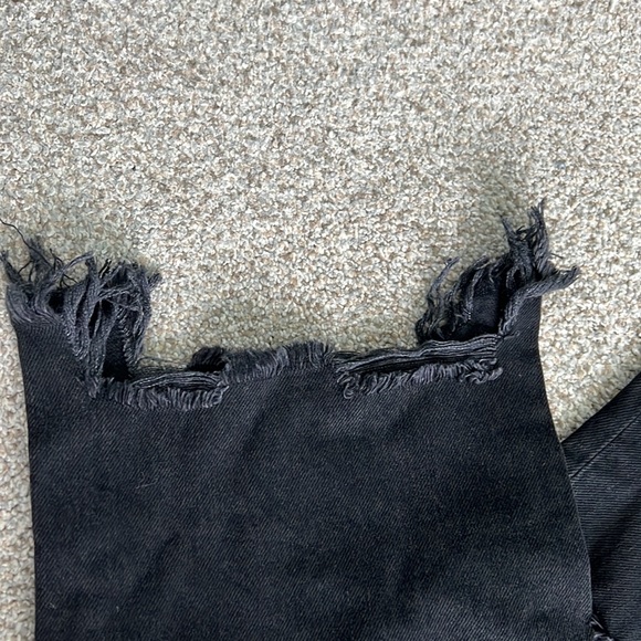 We The Free people button fly distressed straight leg black high rise Sz 29 - Picture 6 of 9